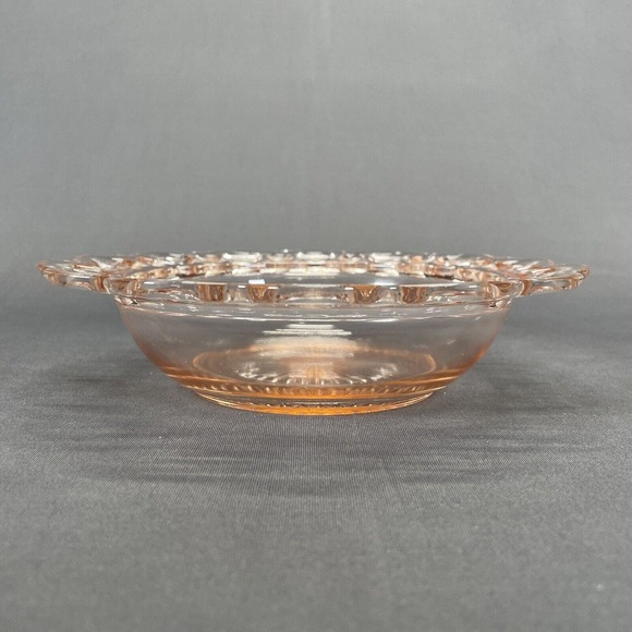 Anchor Hocking Old Colony Open Lace Salad Bowl 7 3/4" Pink Depression 1935-1938 - Picture 3 of 7
